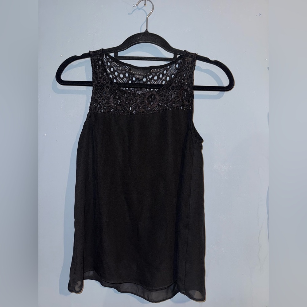 Attention Elegant Black Lace Tank Top, XS